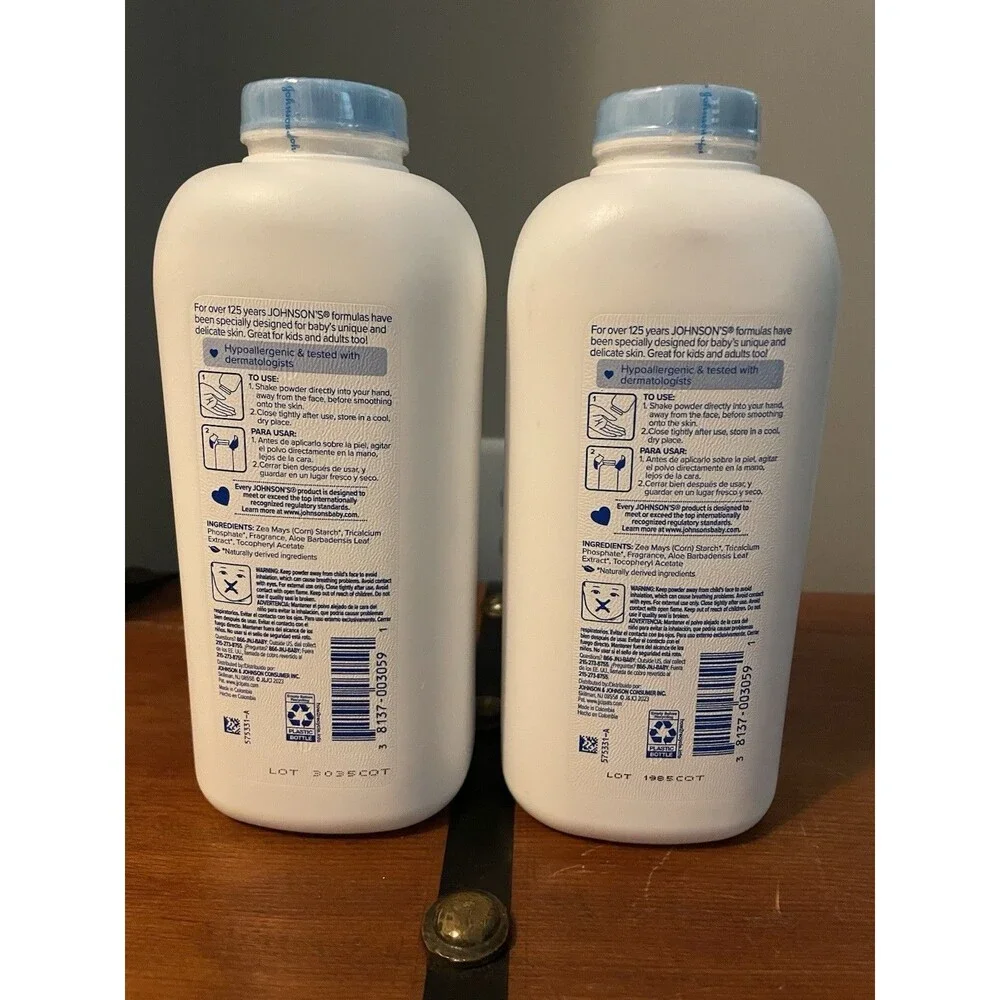 Johnson's 2 Count Lot ALOE & VIT E Baby Powder LARGE 22 OZ.